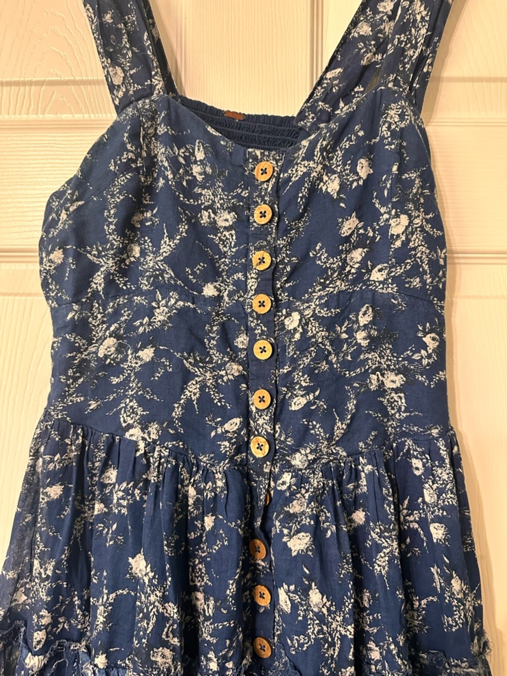 Free People Navy Blue Floral Button-Front Mini Dress - Picture 3 of 8